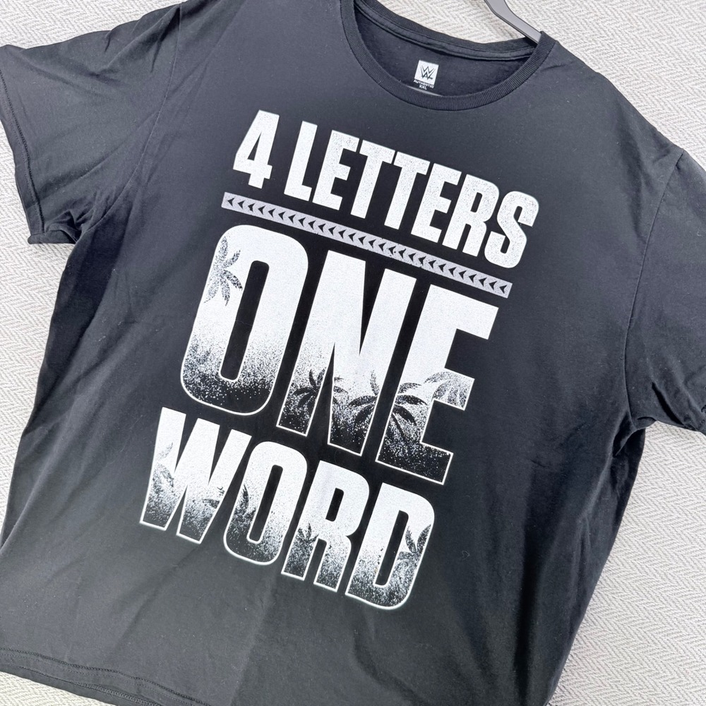 WWE Jey Uso T-Shirt XXL Black Cotton Yeet Wrestling Graphic Tee 4 Letters Word